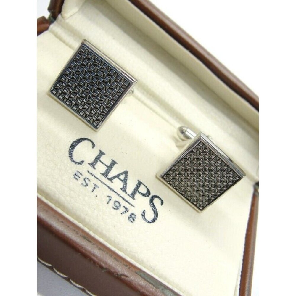 Chaps Cufflinks Silver Tone Square Wedding Tux